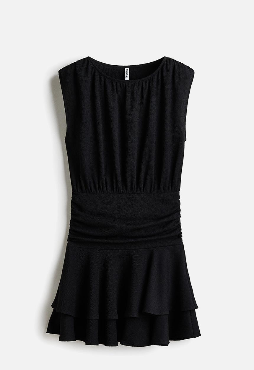 H&M - Crinkled tiered dress - black
