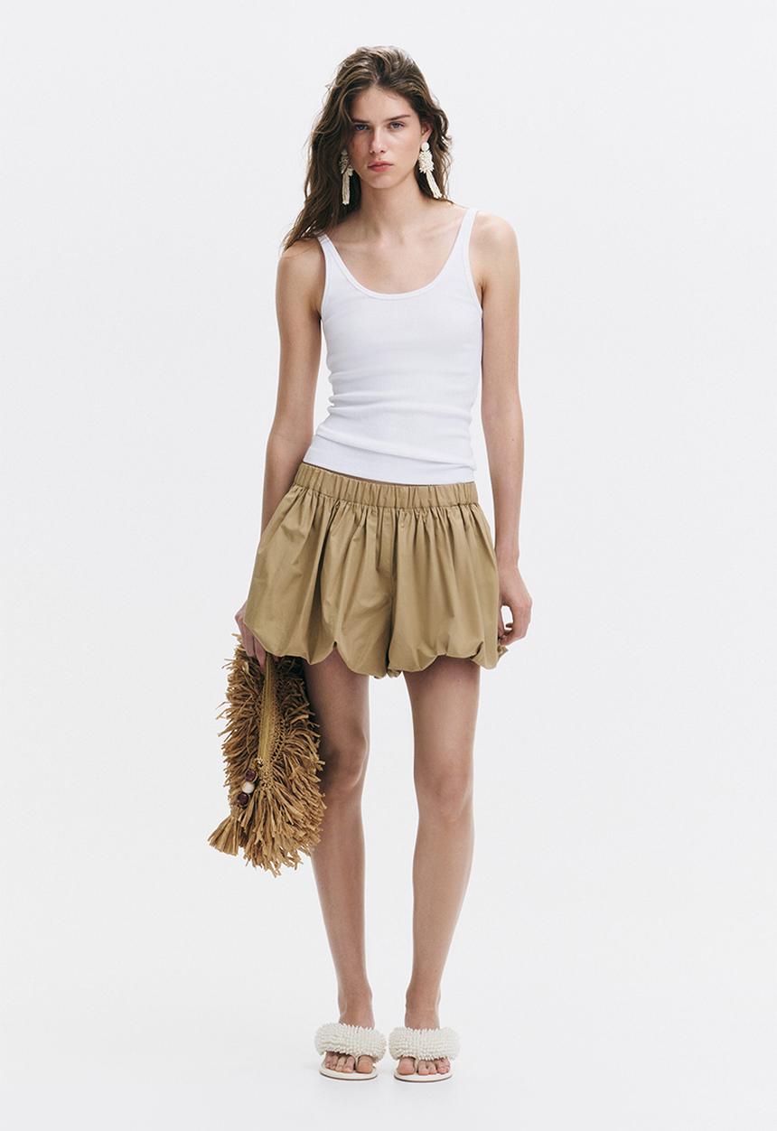 H&M - Bubble-hem cotton shorts - beige