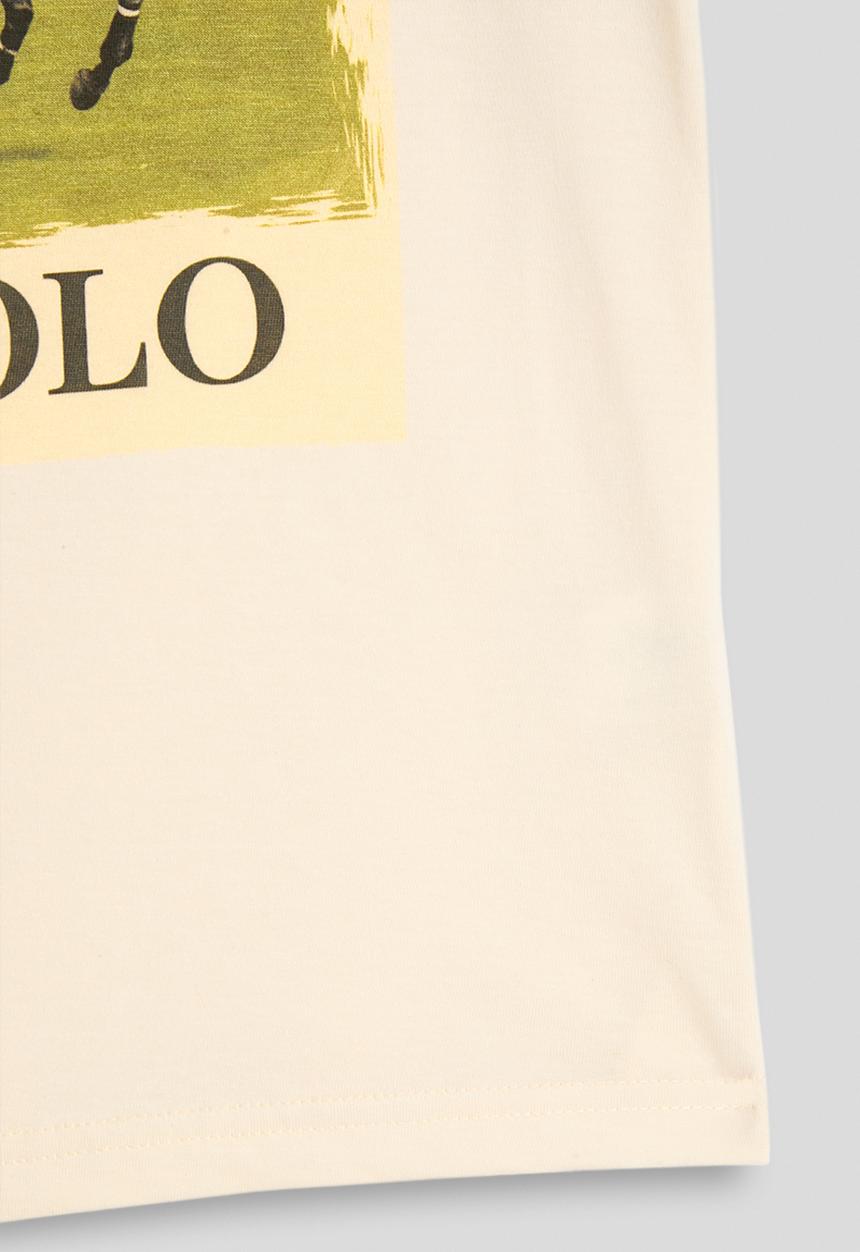 POLO - Boys Ashton Pony Printed Sport Short sleeve Tee - Light Stone