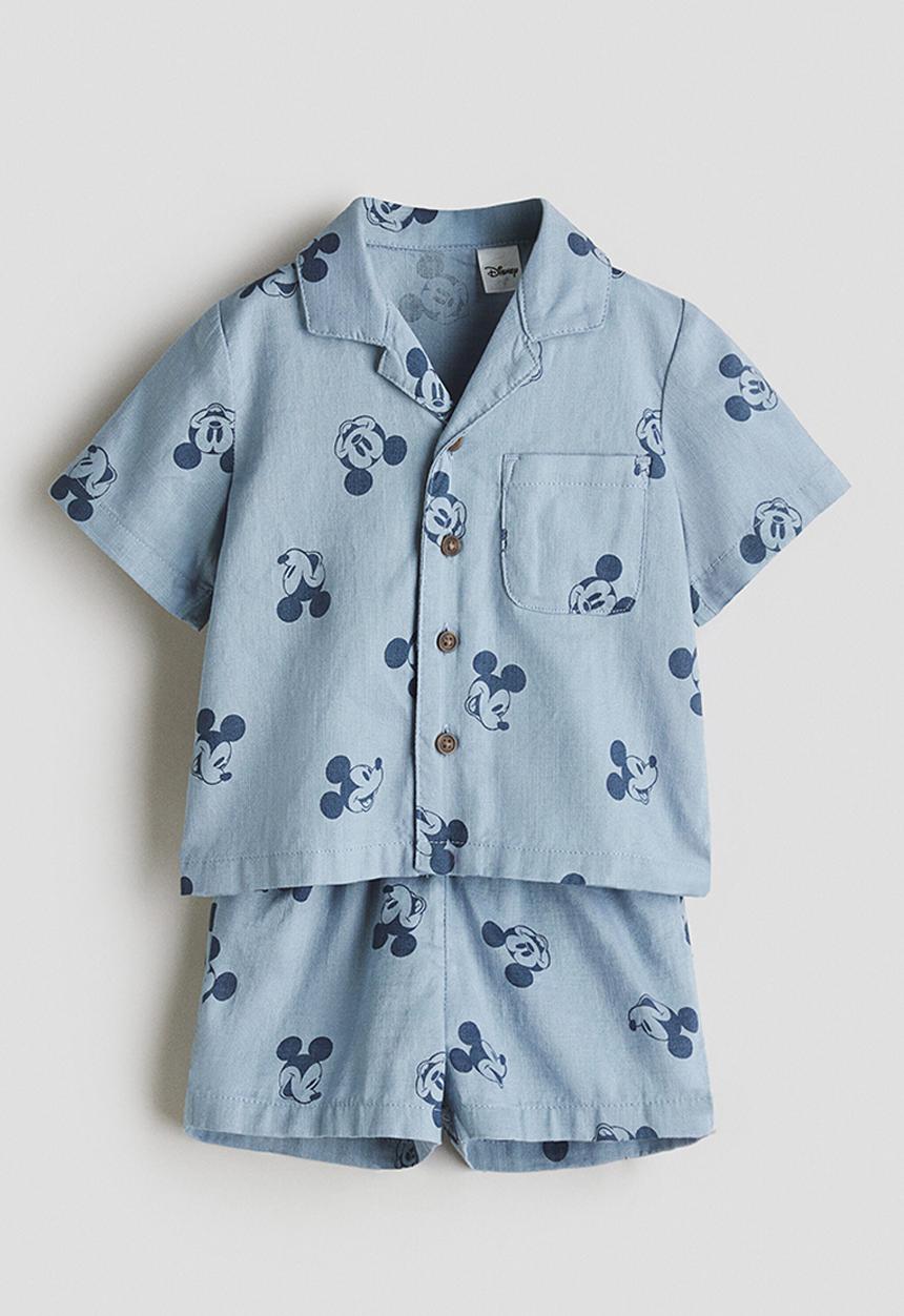H&M - 2-piece printed cotton set - light blue/mickey mouse
