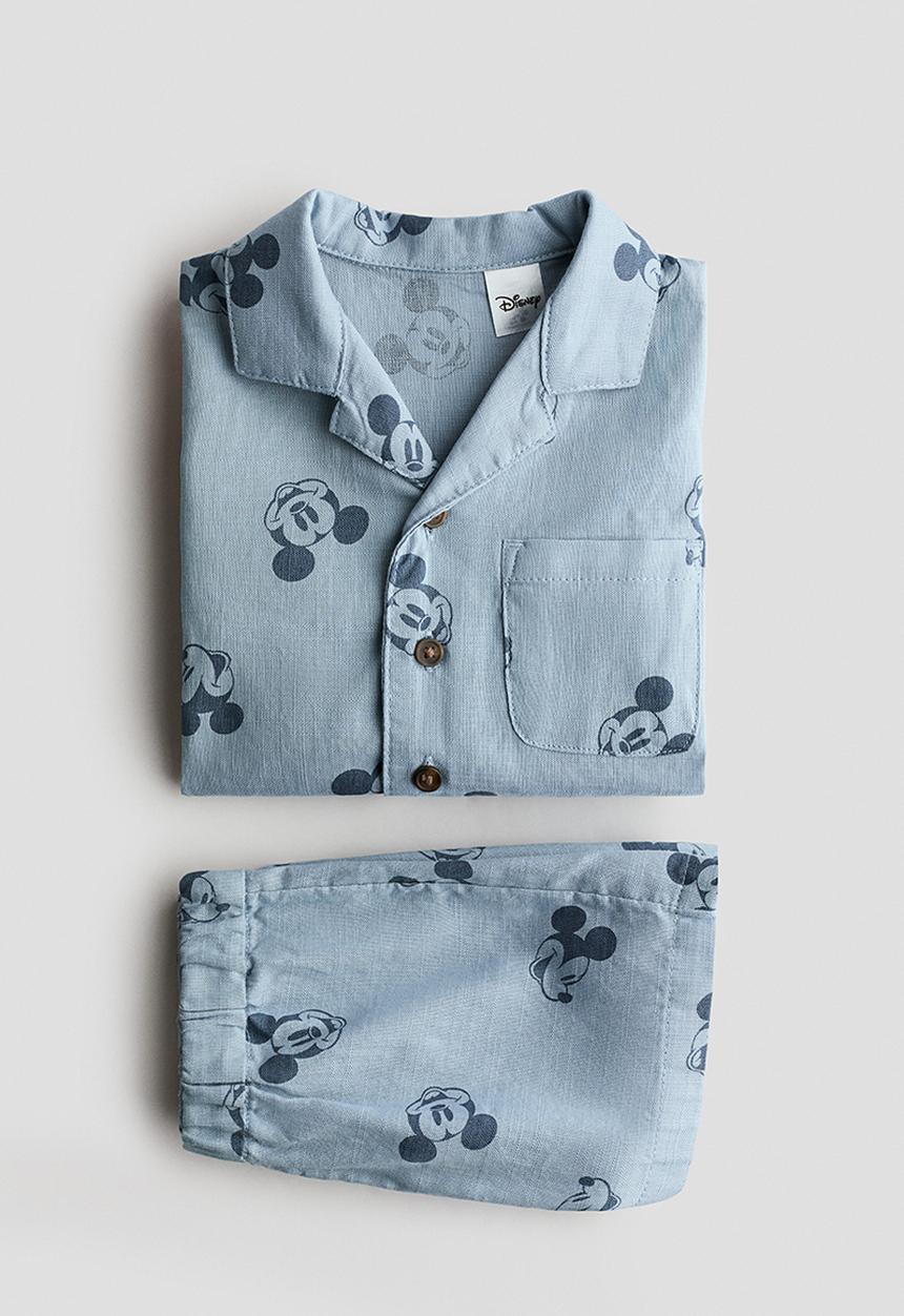 H&M - 2-piece printed cotton set - light blue/mickey mouse