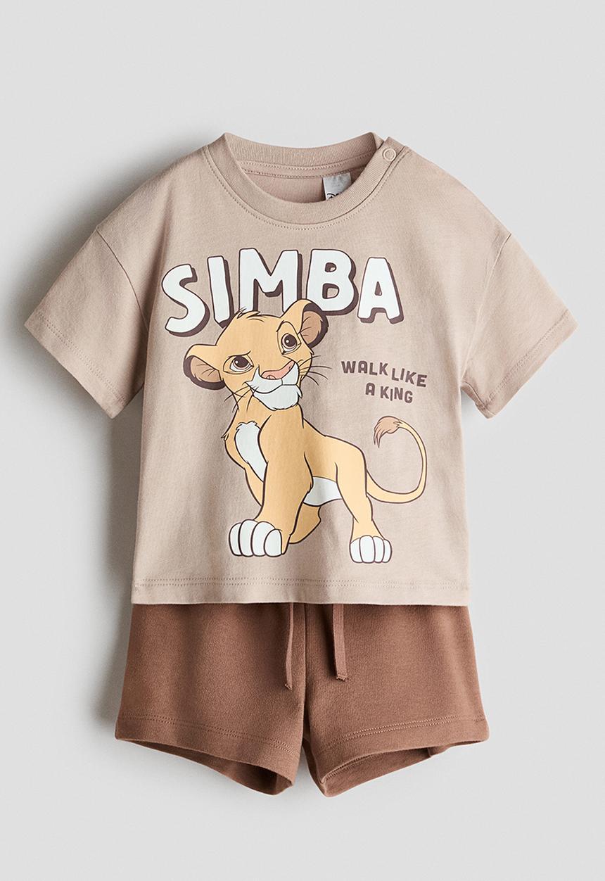 H&M - 2-piece printed set - beige/the lion king