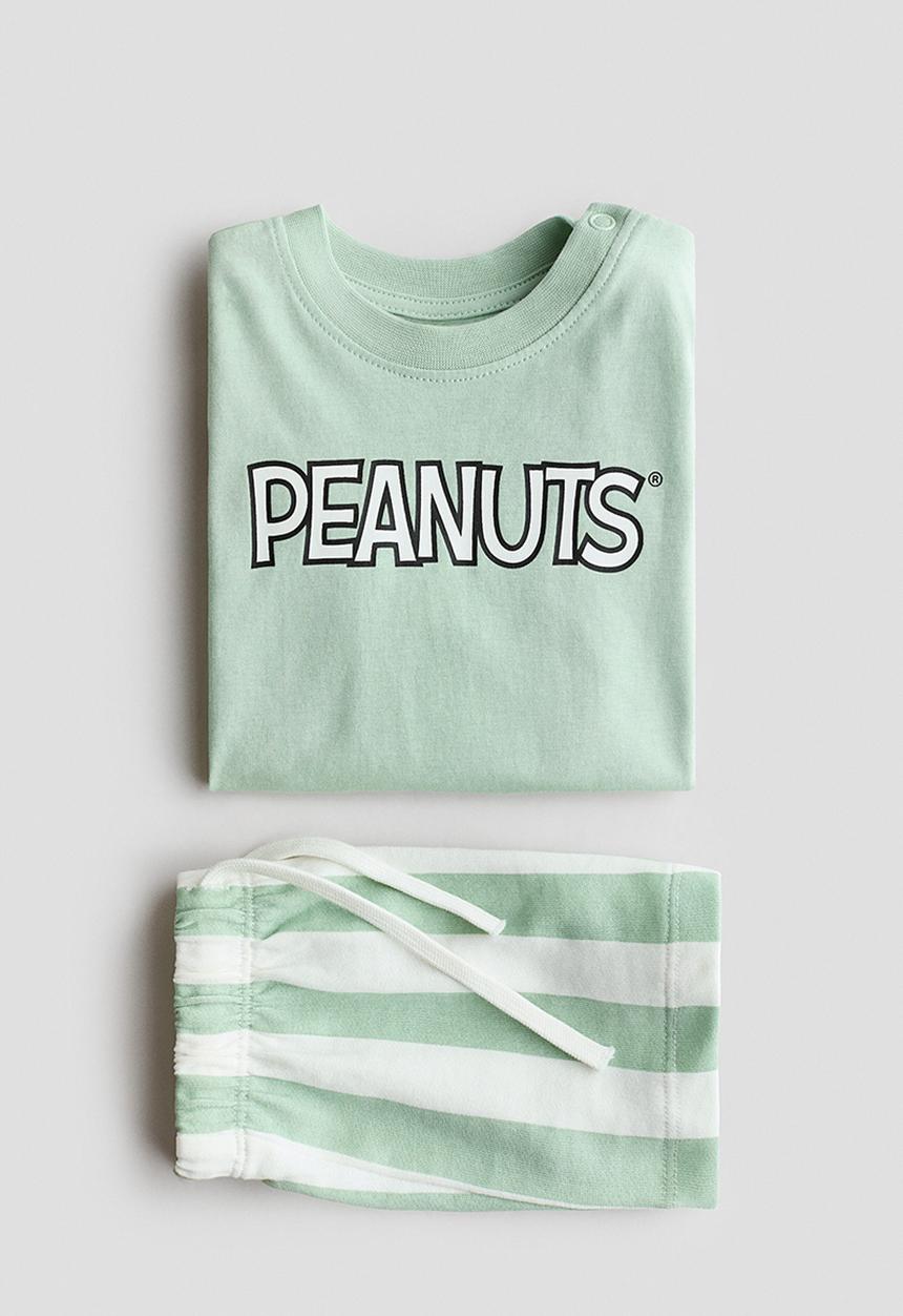 H&M - 2-piece printed set - light green/snoopy
