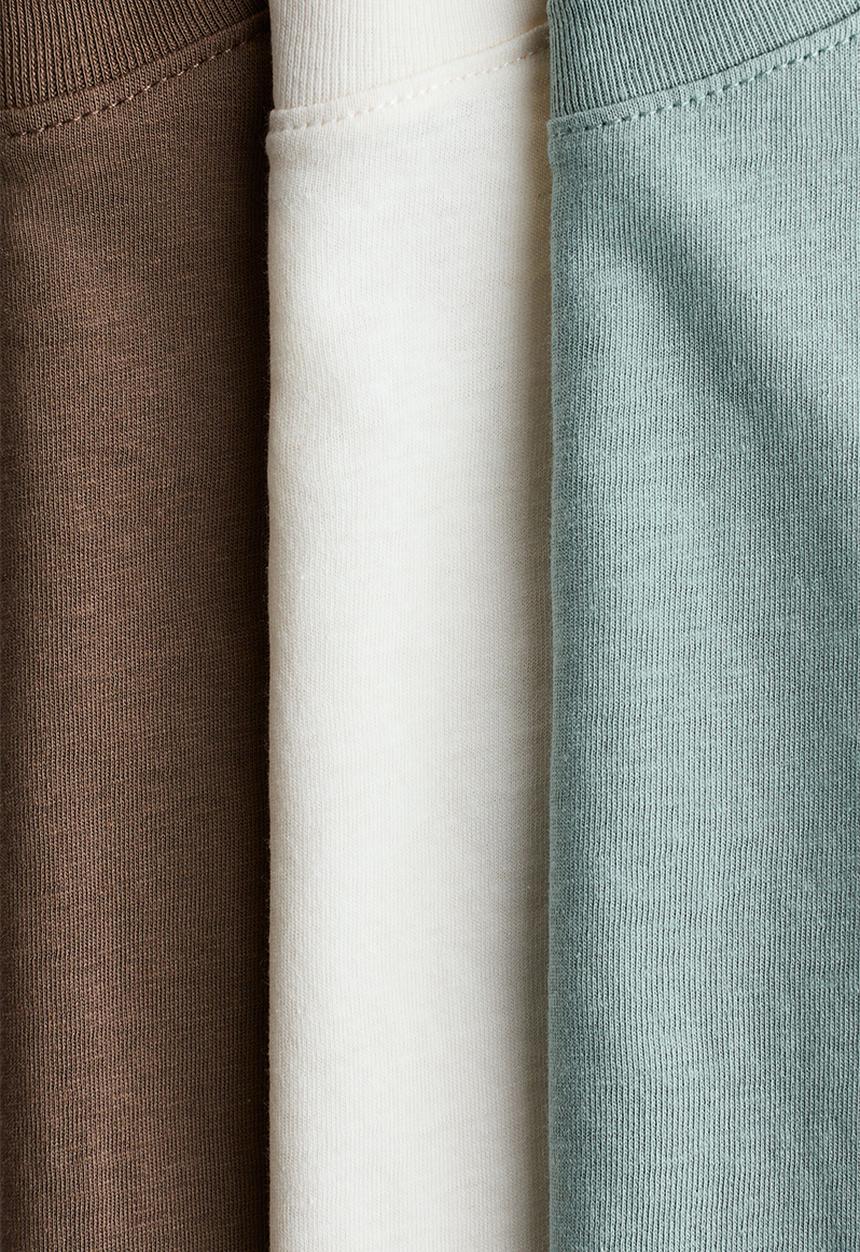 H&M - 3-pack cotton t-shirts - light dusty turquoise