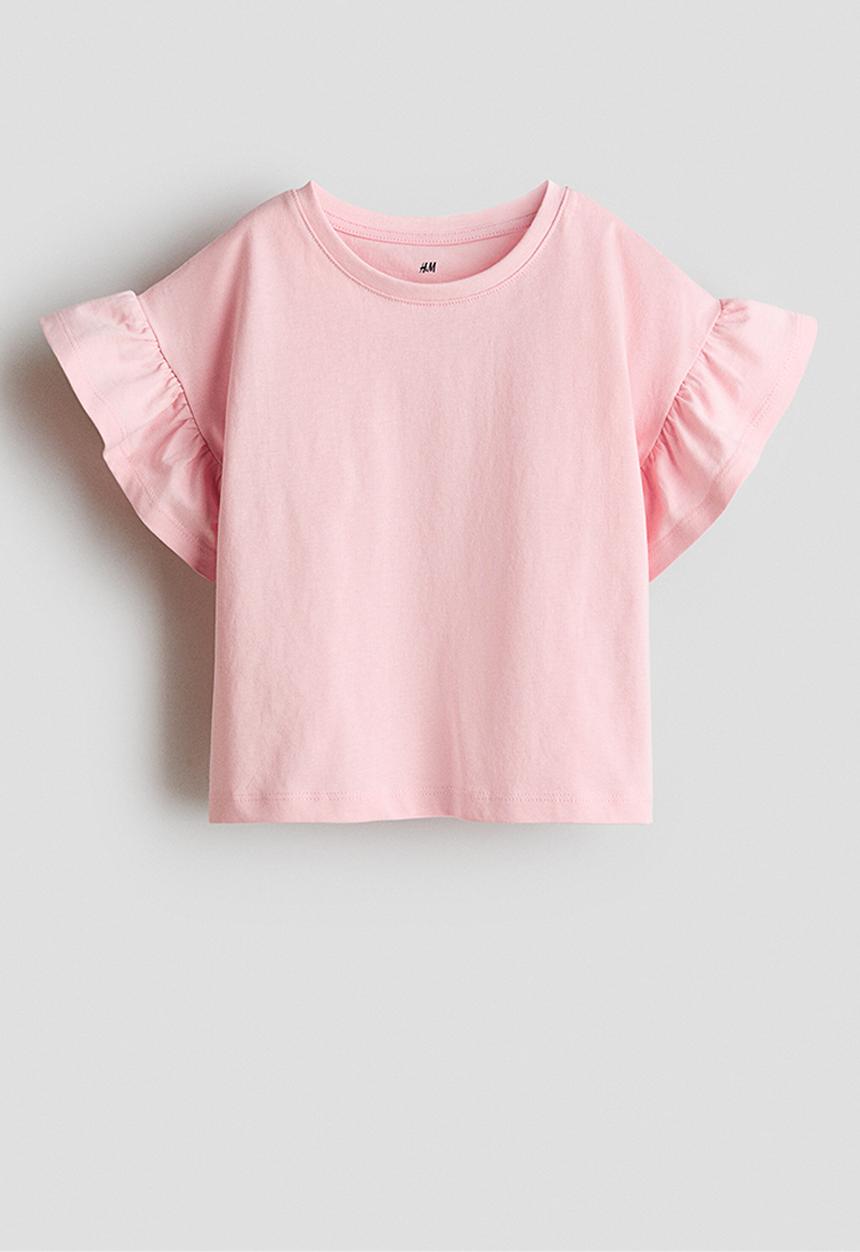 H&M - Flutter-sleeved top - light pink