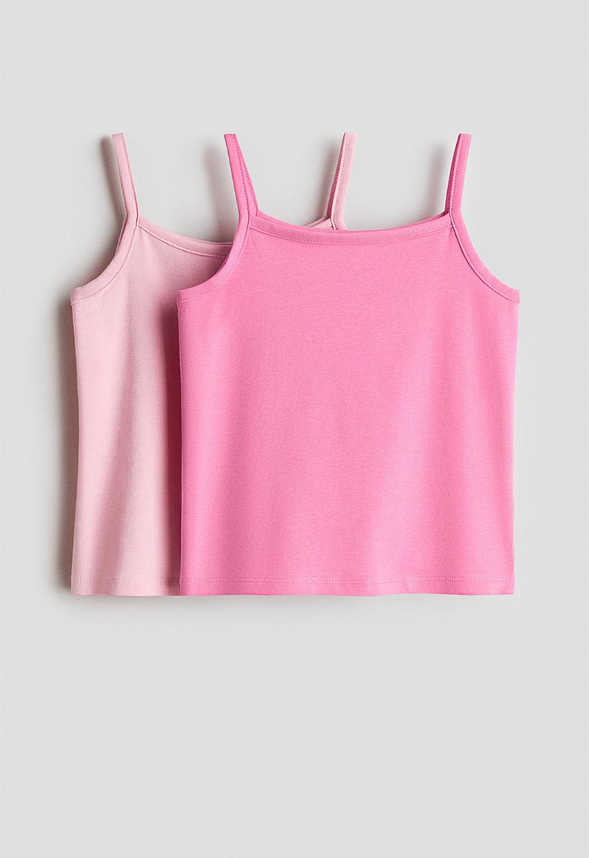 H&M - 2-pack cotton strappy tops - pink