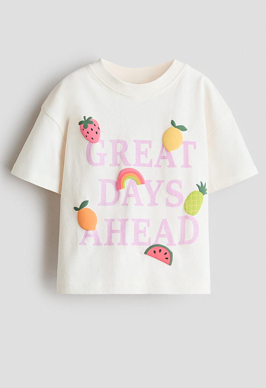 H&M - Printed t-shirt - cream/great days ahead