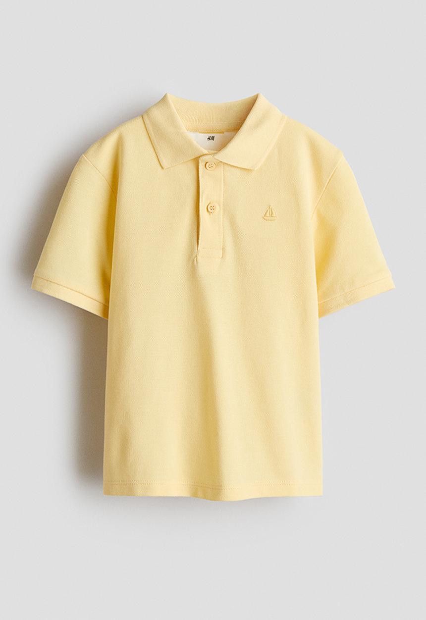 H&M - Embroidered-motif piqué polo shirt - yellow