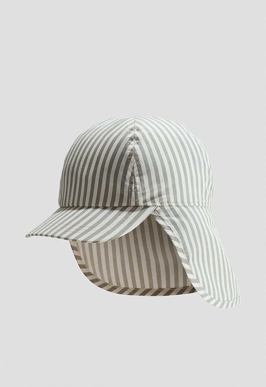 H&M - Cotton sun cap - light dusty green/striped