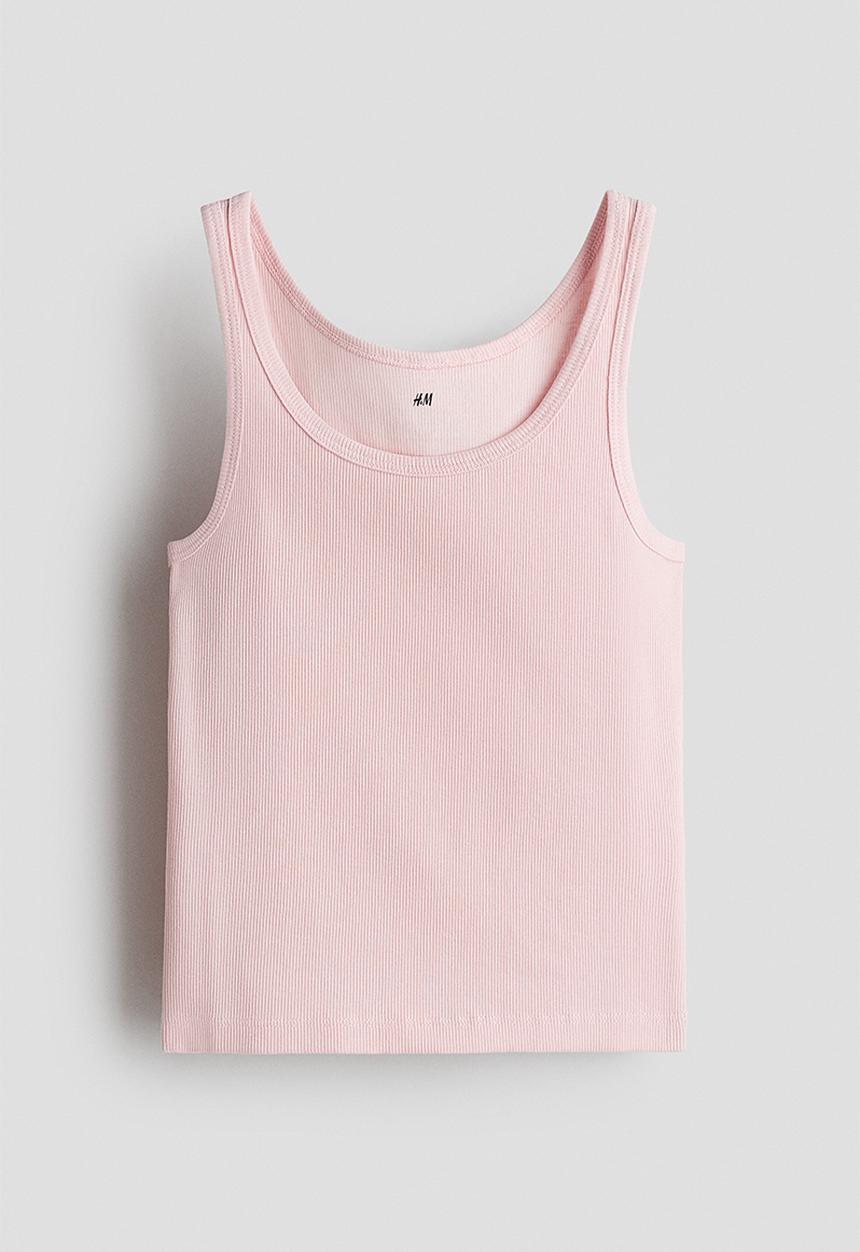 H&M - Ribbed cotton vest top - light pink