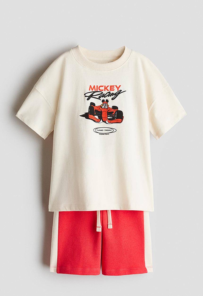 H&M - 2-Piece printed set - light beige/mickey mouse