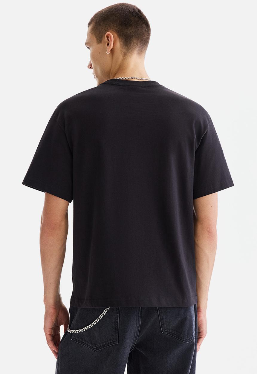 H&M - Relaxed fit printed t-shirt - black/phys. ed. class