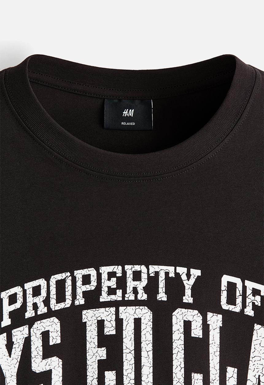 H&M - Relaxed fit printed t-shirt - black/phys. ed. class