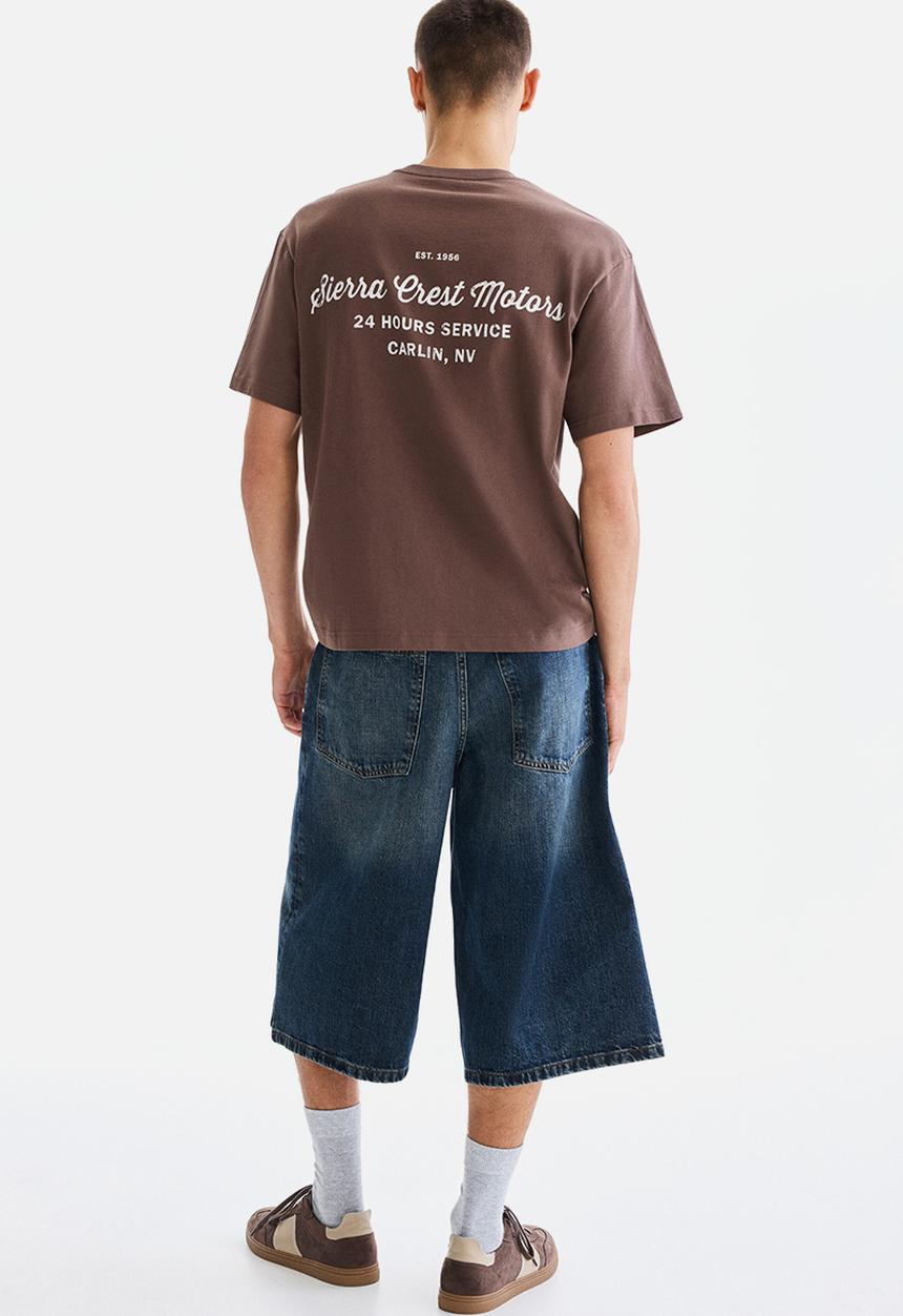 H&M - Relaxed fit printed t-shirt - brown/sierra crest motors