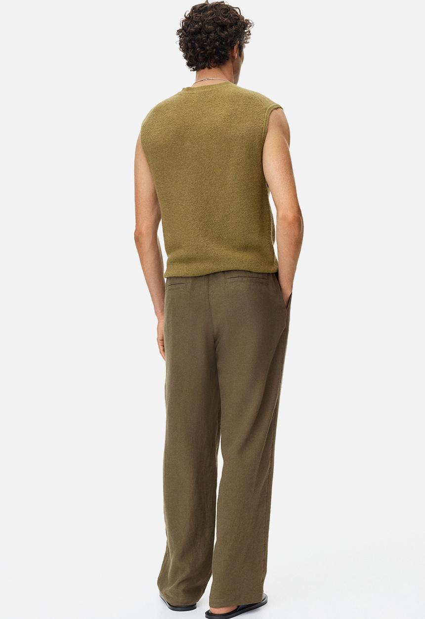 H&M - Relaxed fit linen-blend trousers - khaki green