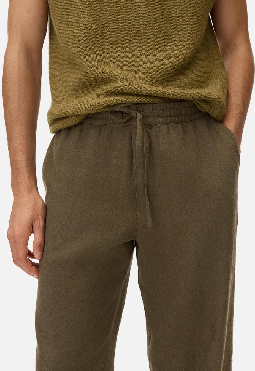 H&M - Relaxed fit linen-blend trousers - khaki green