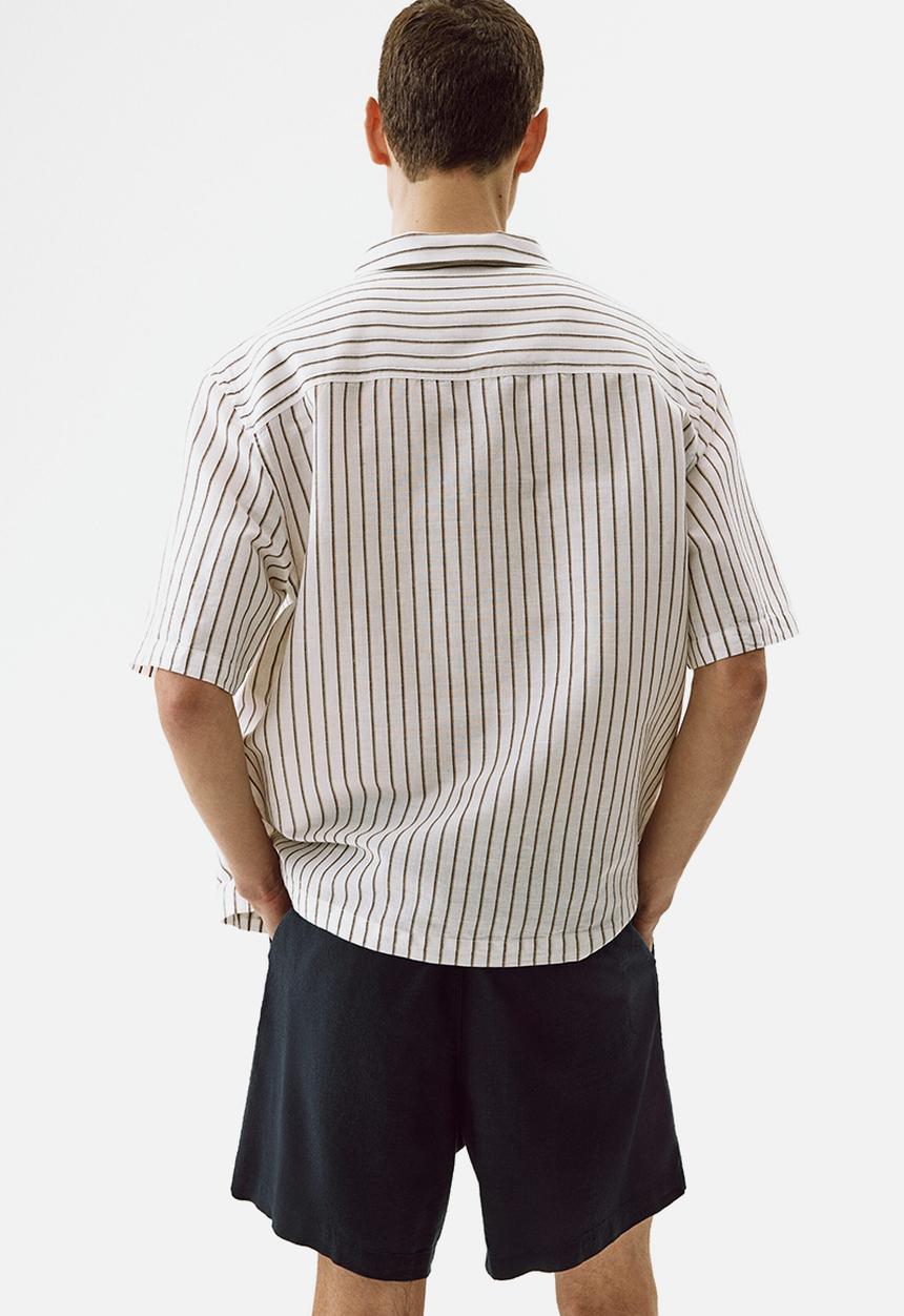 H&M - Relaxed fit linen-blend shorts - navy blue