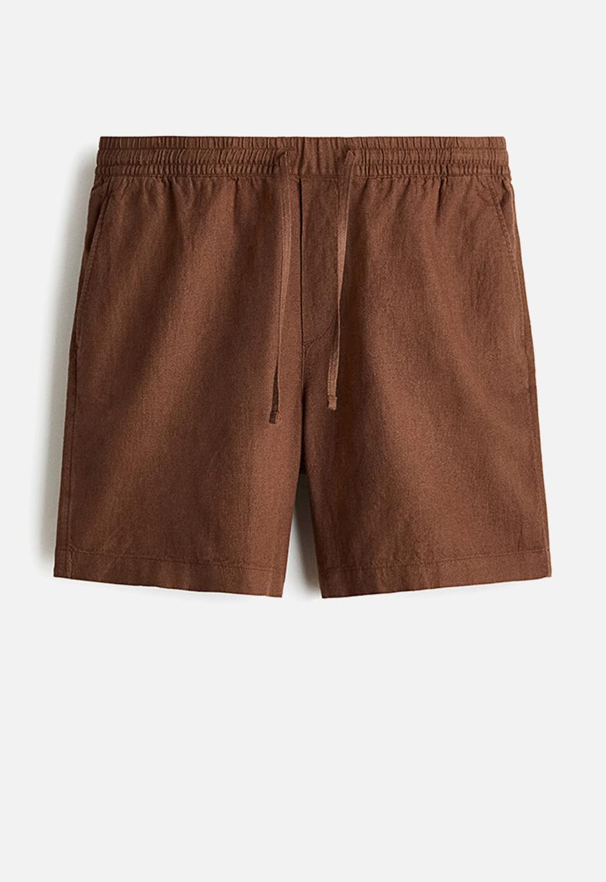H&M - Relaxed fit linen-blend shorts - brown