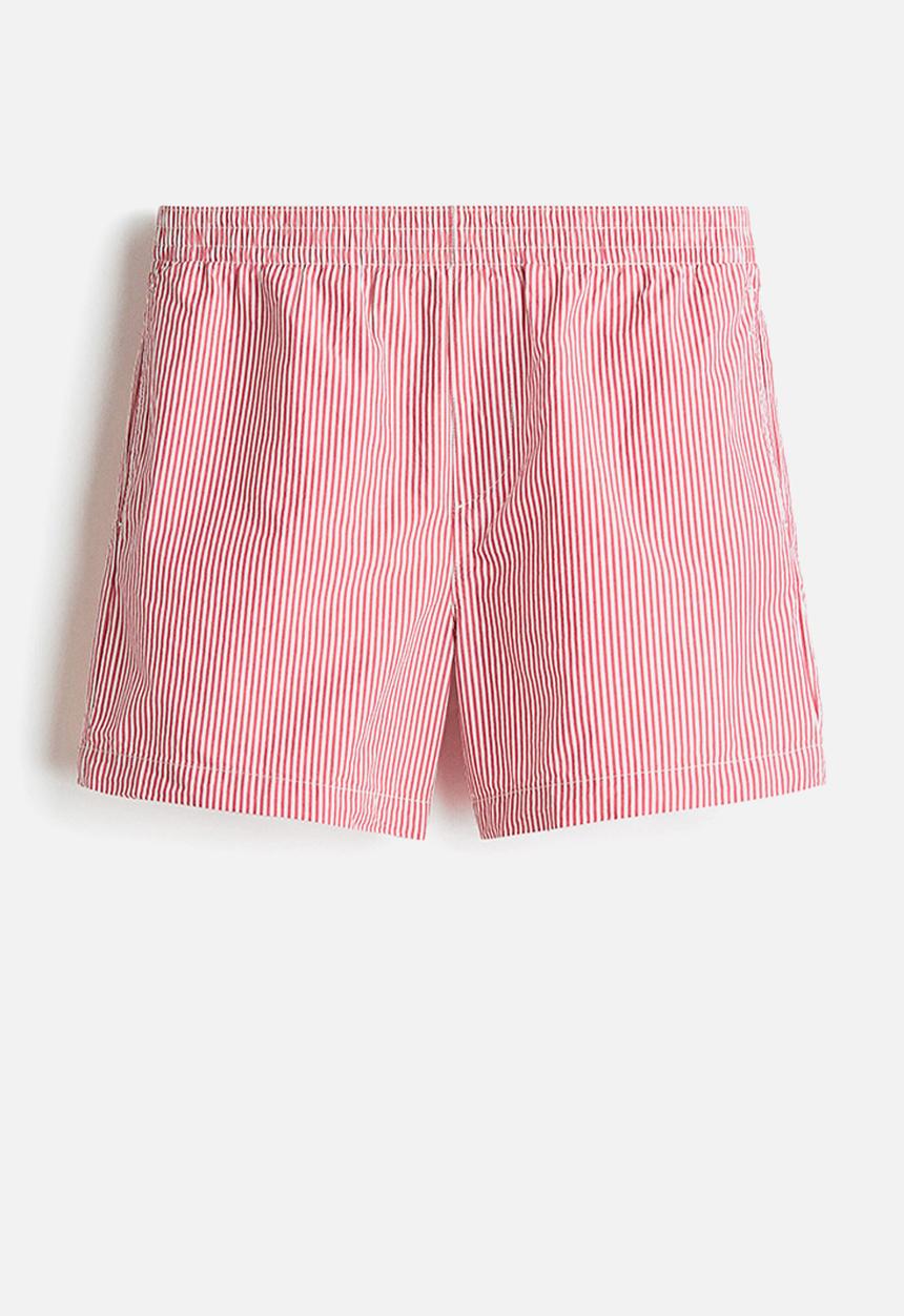 H&M - Regular fit cotton shorts - red/striped