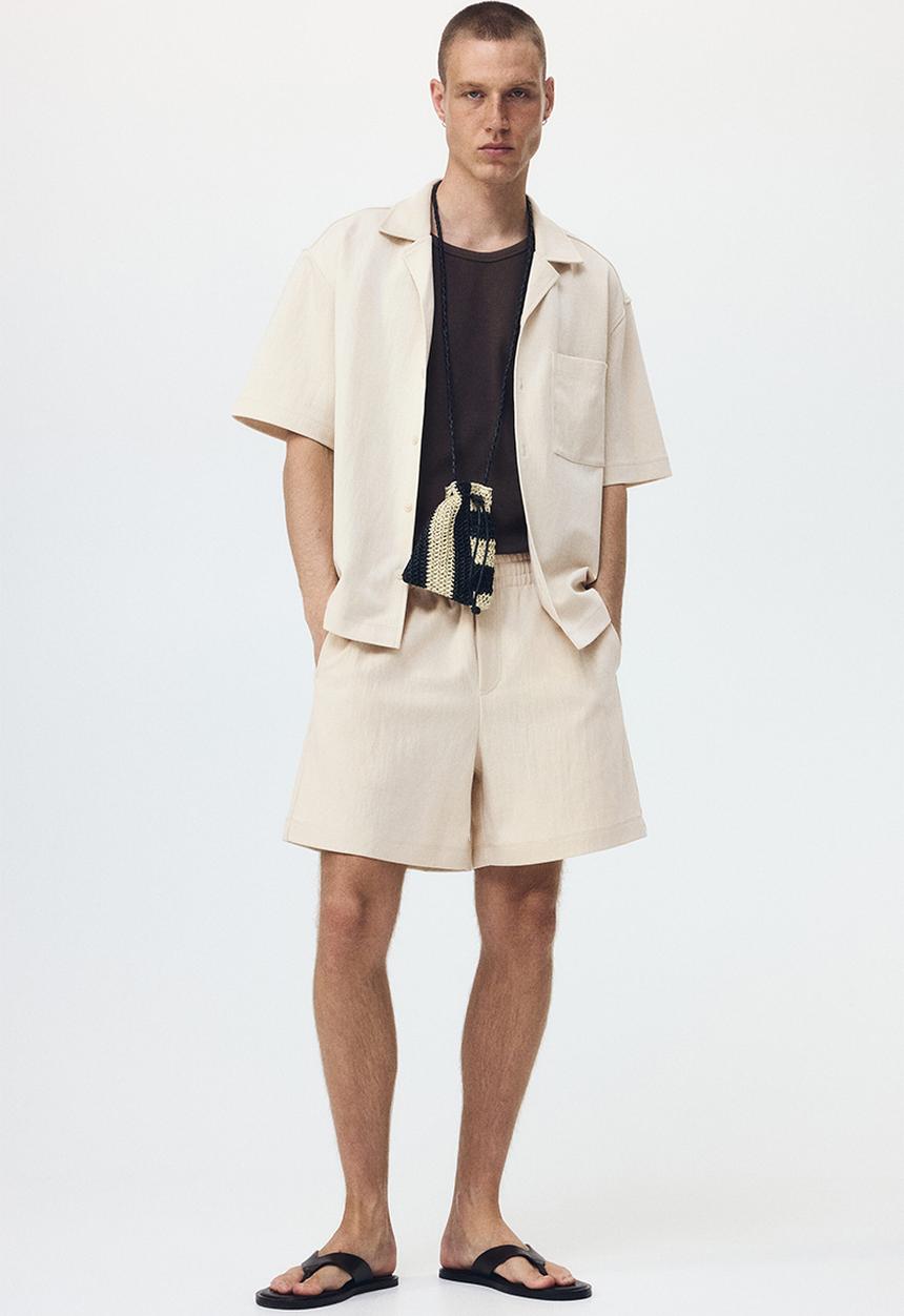 H&M - Relaxed fit interlock shorts - light beige