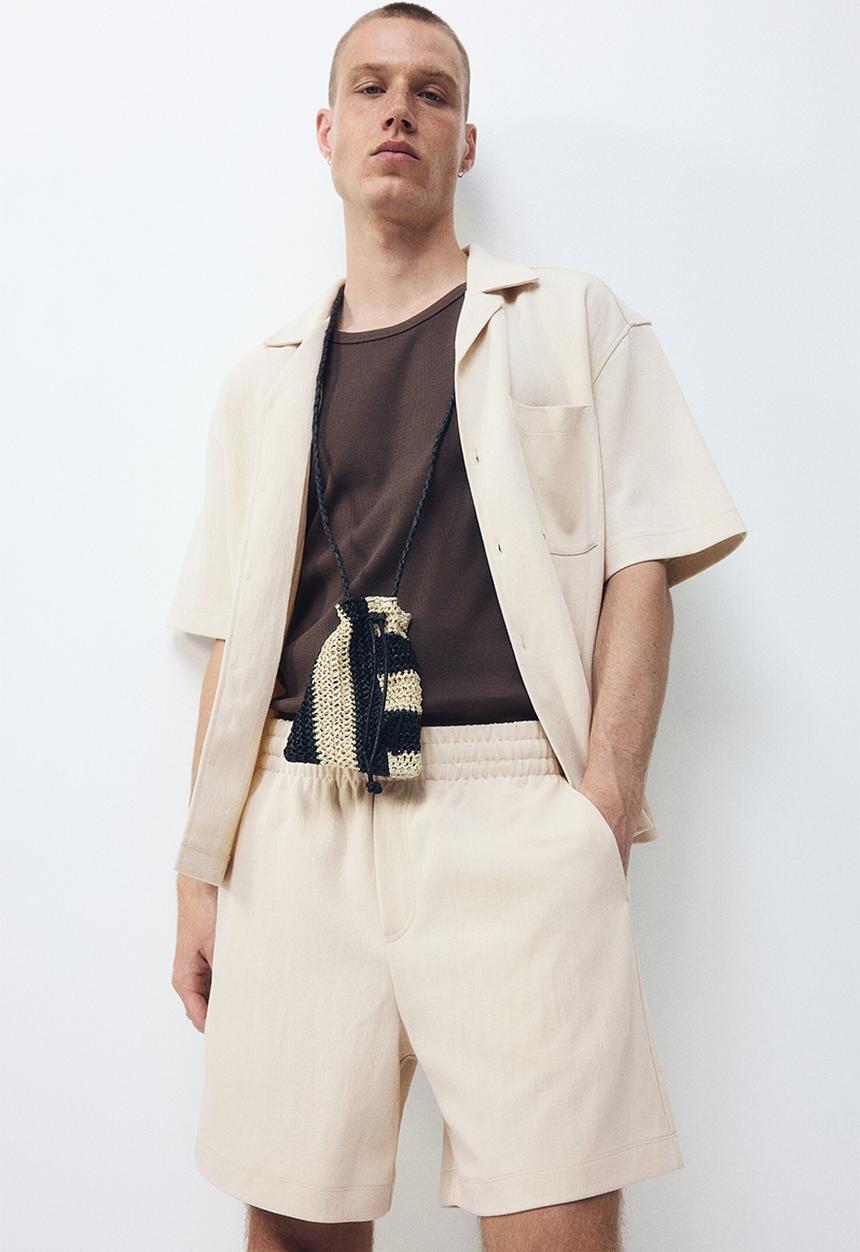 H&M - Relaxed fit interlock shorts - light beige