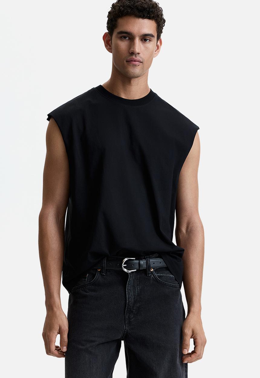 H&M - Relaxed fit cotton vest top - black
