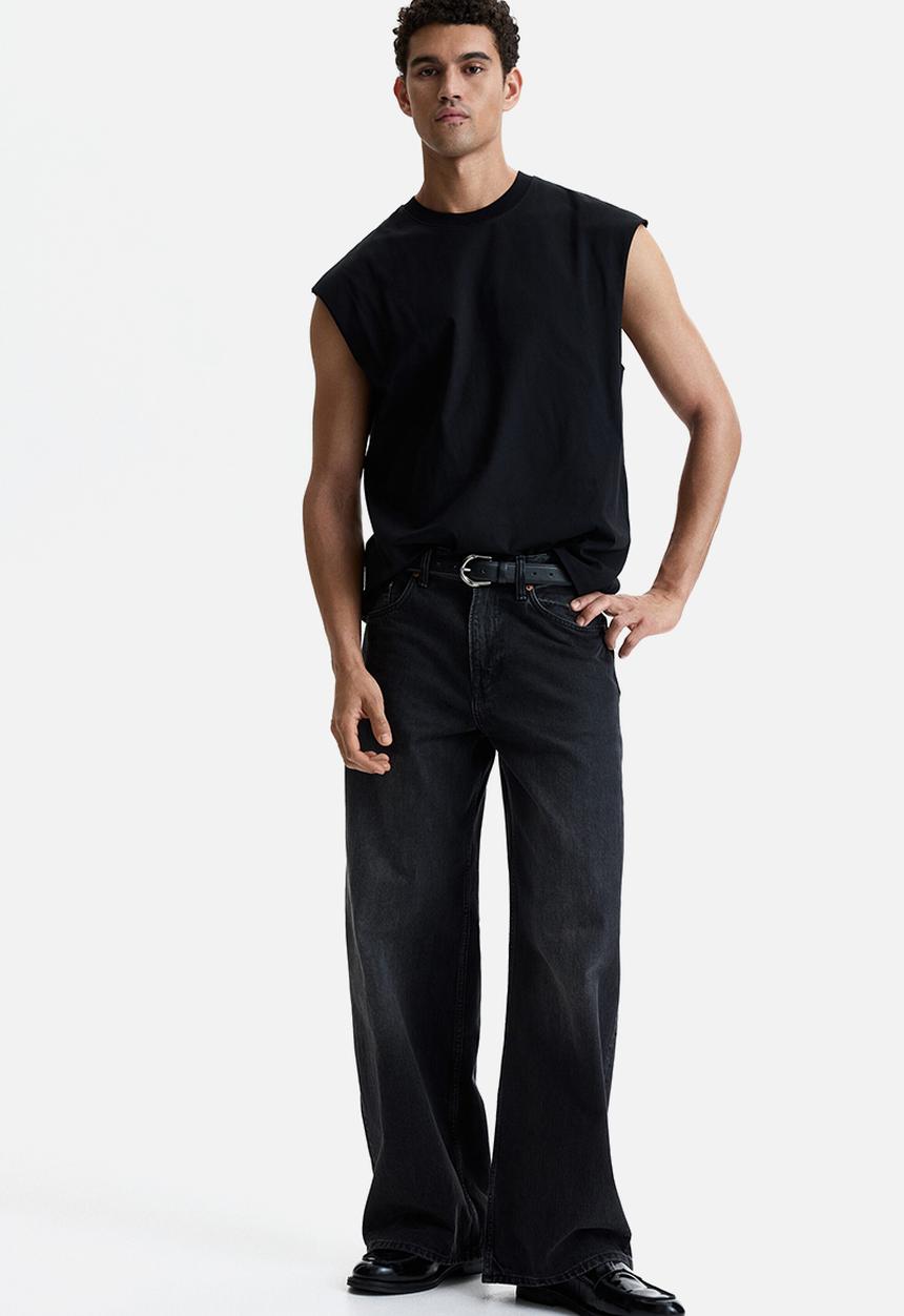 H&M - Relaxed fit cotton vest top - black