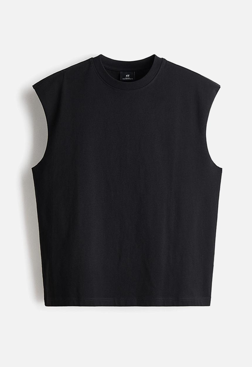 H&M - Relaxed fit cotton vest top - black