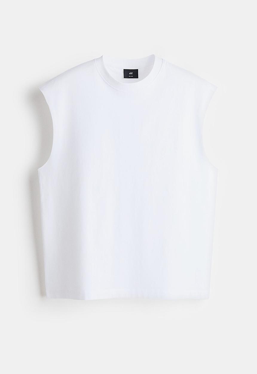 H&M - Relaxed fit cotton vest top - white