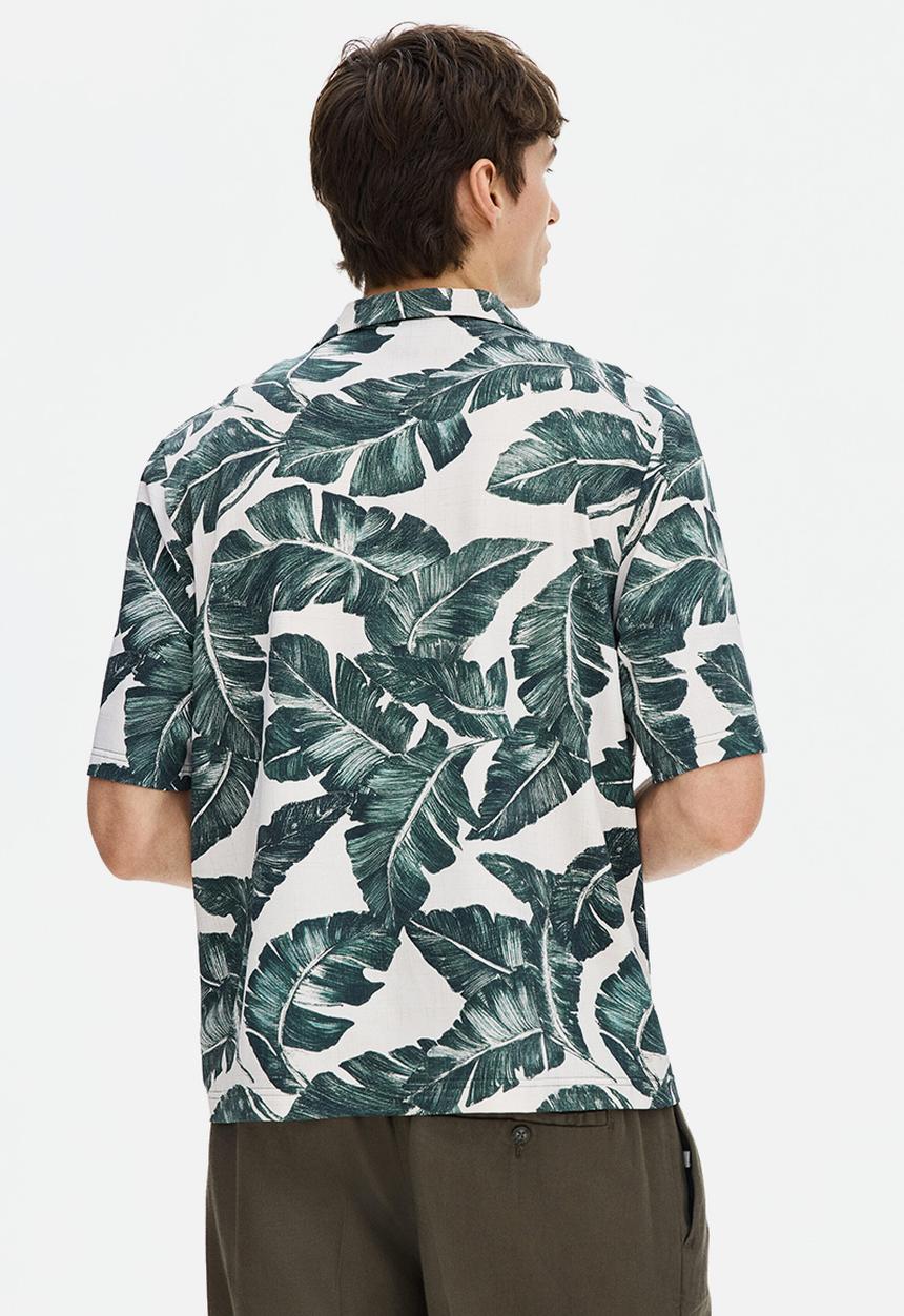 H&M - Regular fit resort shirt - white/plants