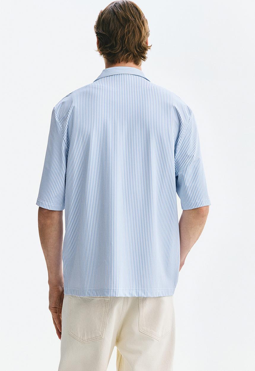 H&M - Regular fit resort shirt - light blue/striped