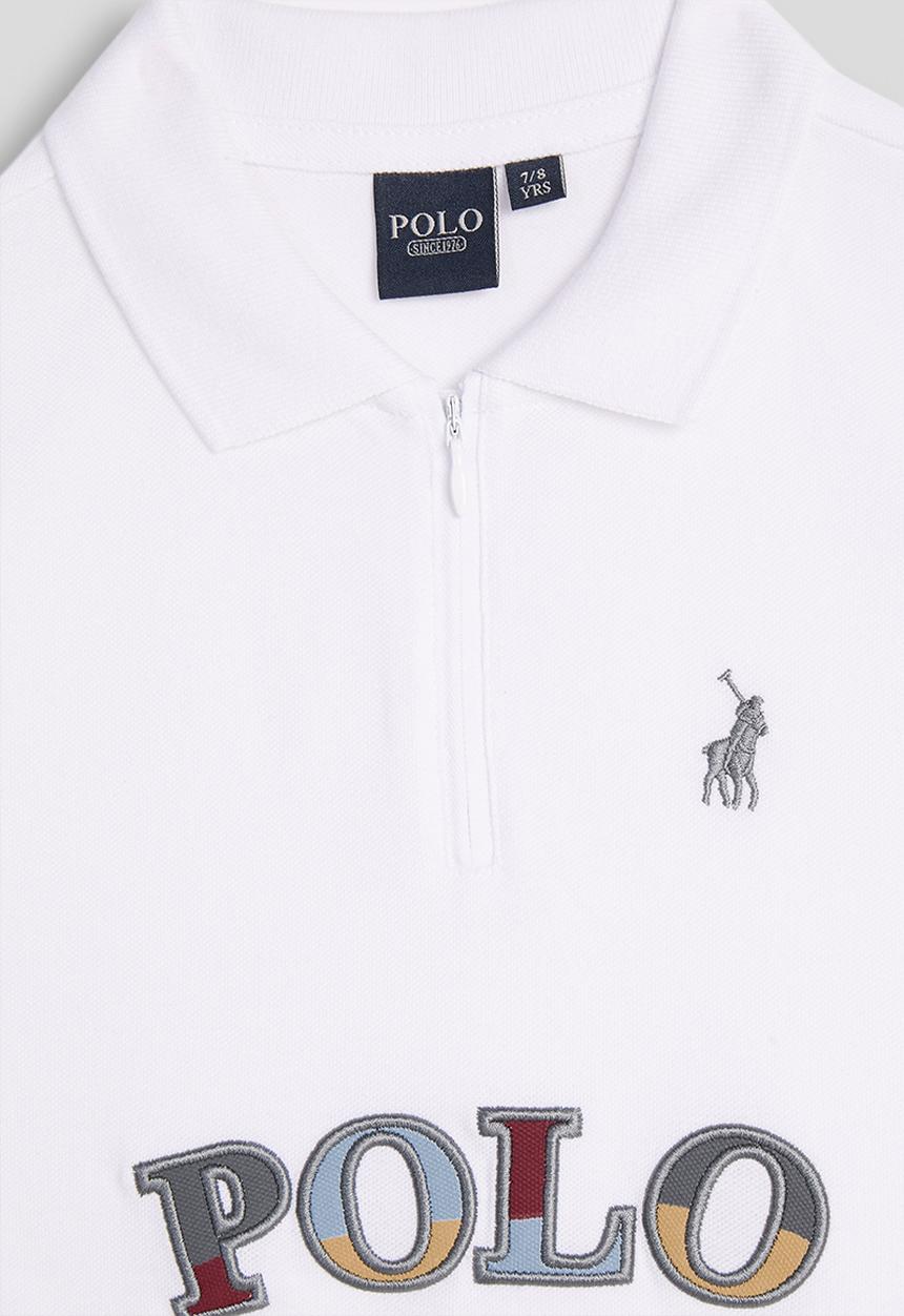 POLO - Boys Andrew Qtr Zip Embroidered Short sleeve Golfer - White