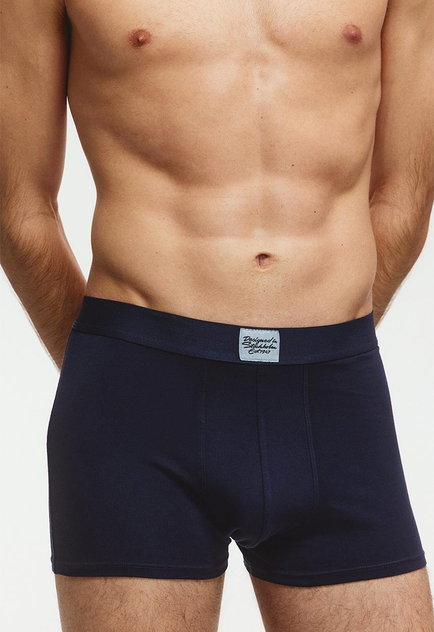 H&M - 3-pack ribbed short trunks - burgundy/dusty blue/navy blue