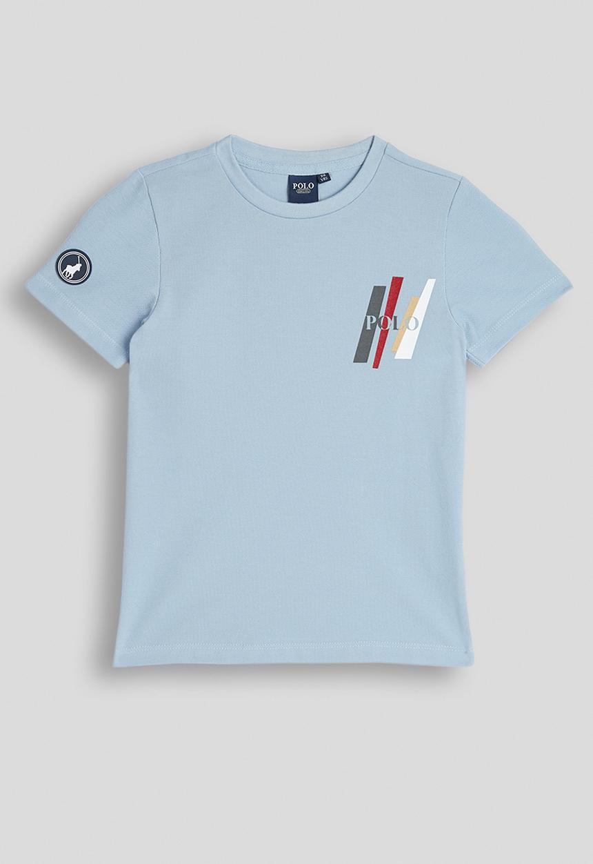 POLO - Boys Ivan Printed Short sleeve Tee - Dusty Blue