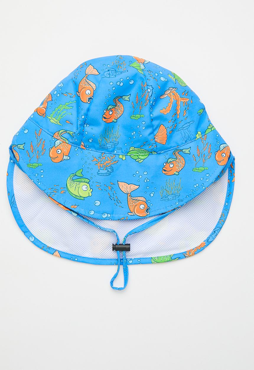 Pop Candy - Fish printed flap cap - blue