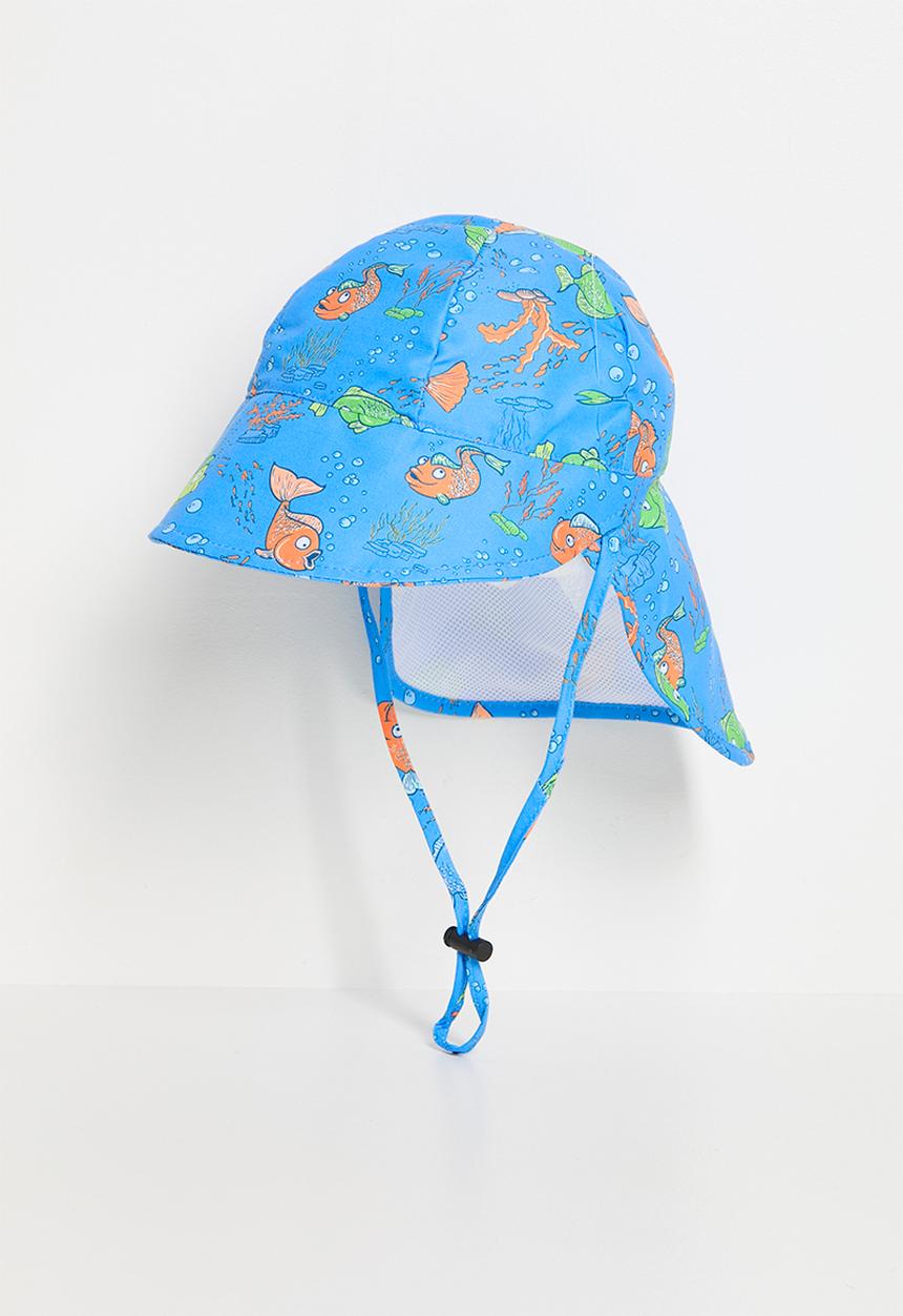 Pop Candy - Fish printed flap cap - blue