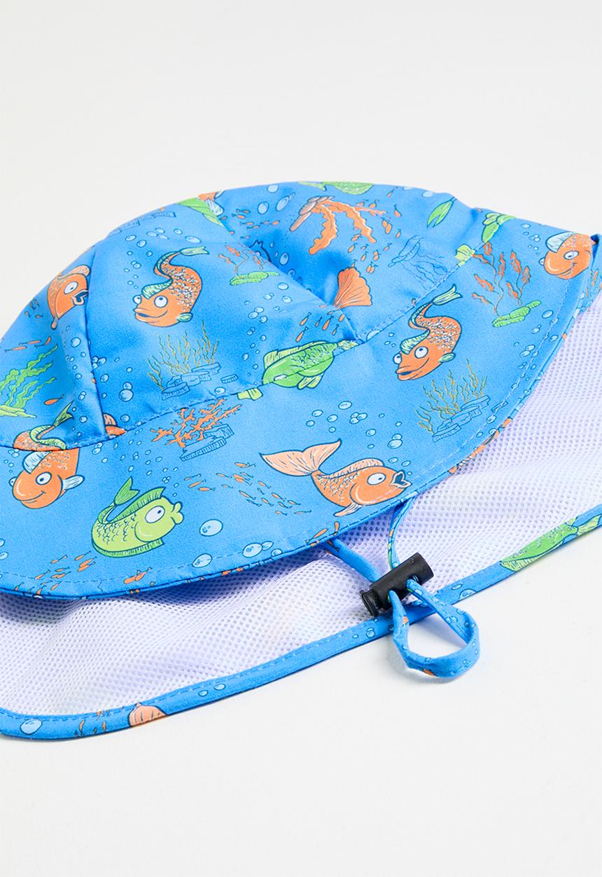 Pop Candy - Fish printed flap cap - blue