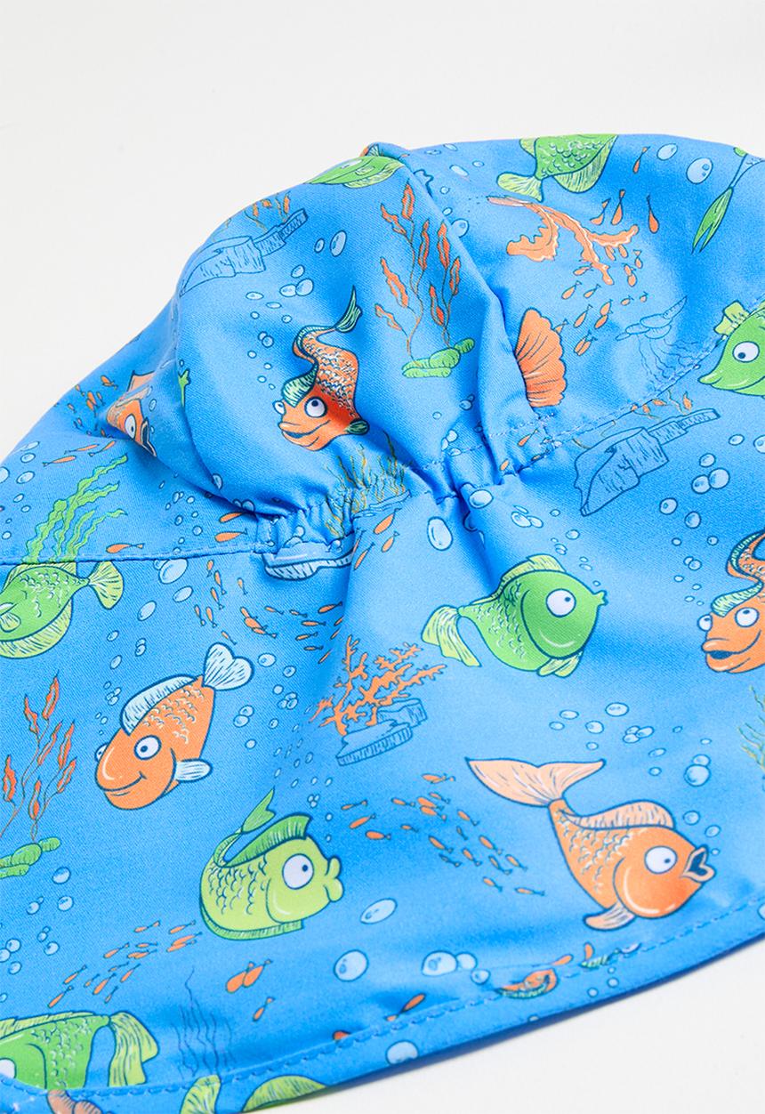 Pop Candy - Fish printed flap cap - blue