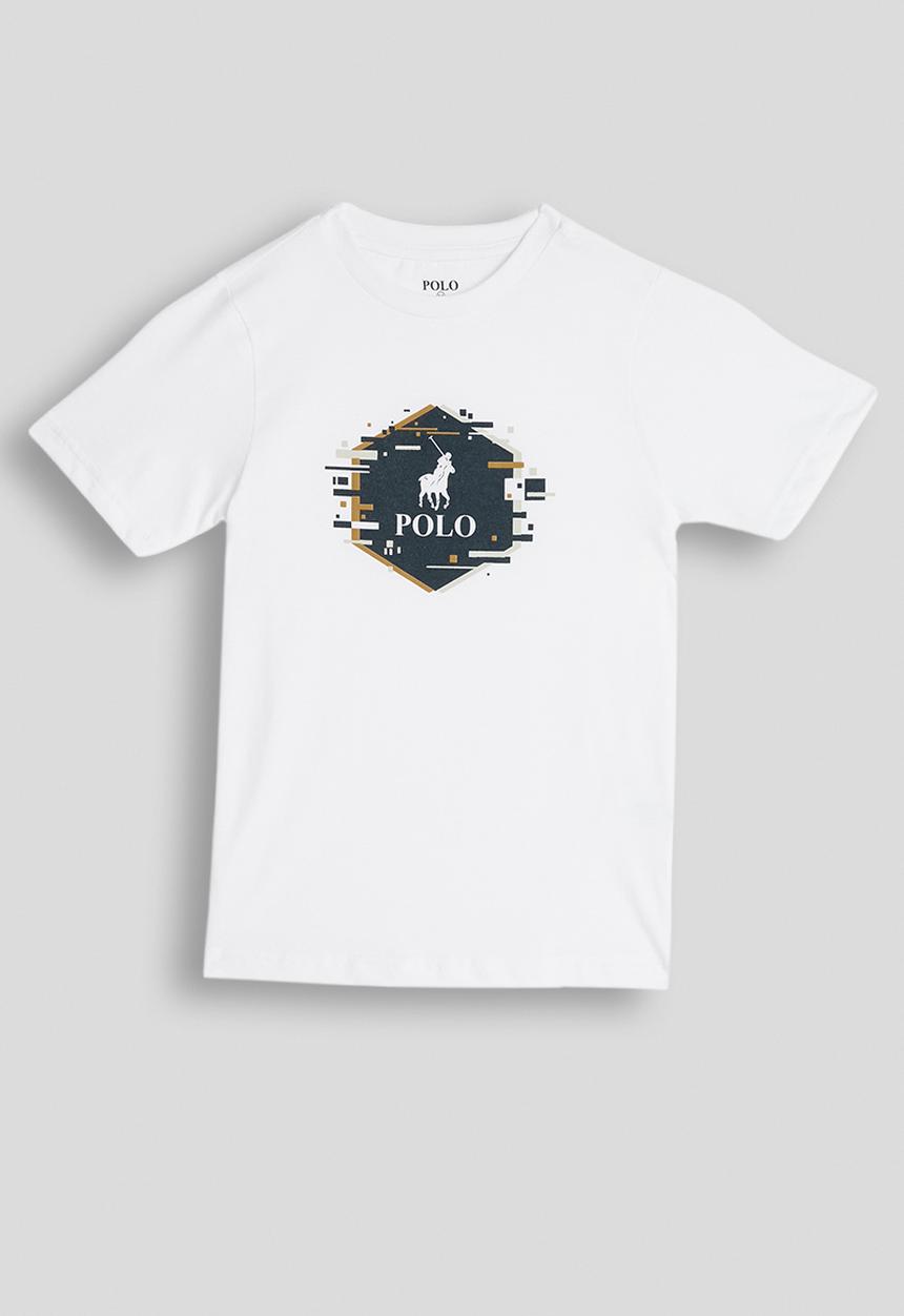 POLO - Boys Bradley Printed Short sleeve Tee - White