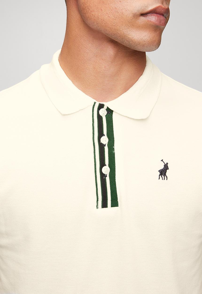 POLO - MENS CONTRAST PLACKET SS GOLFER - White