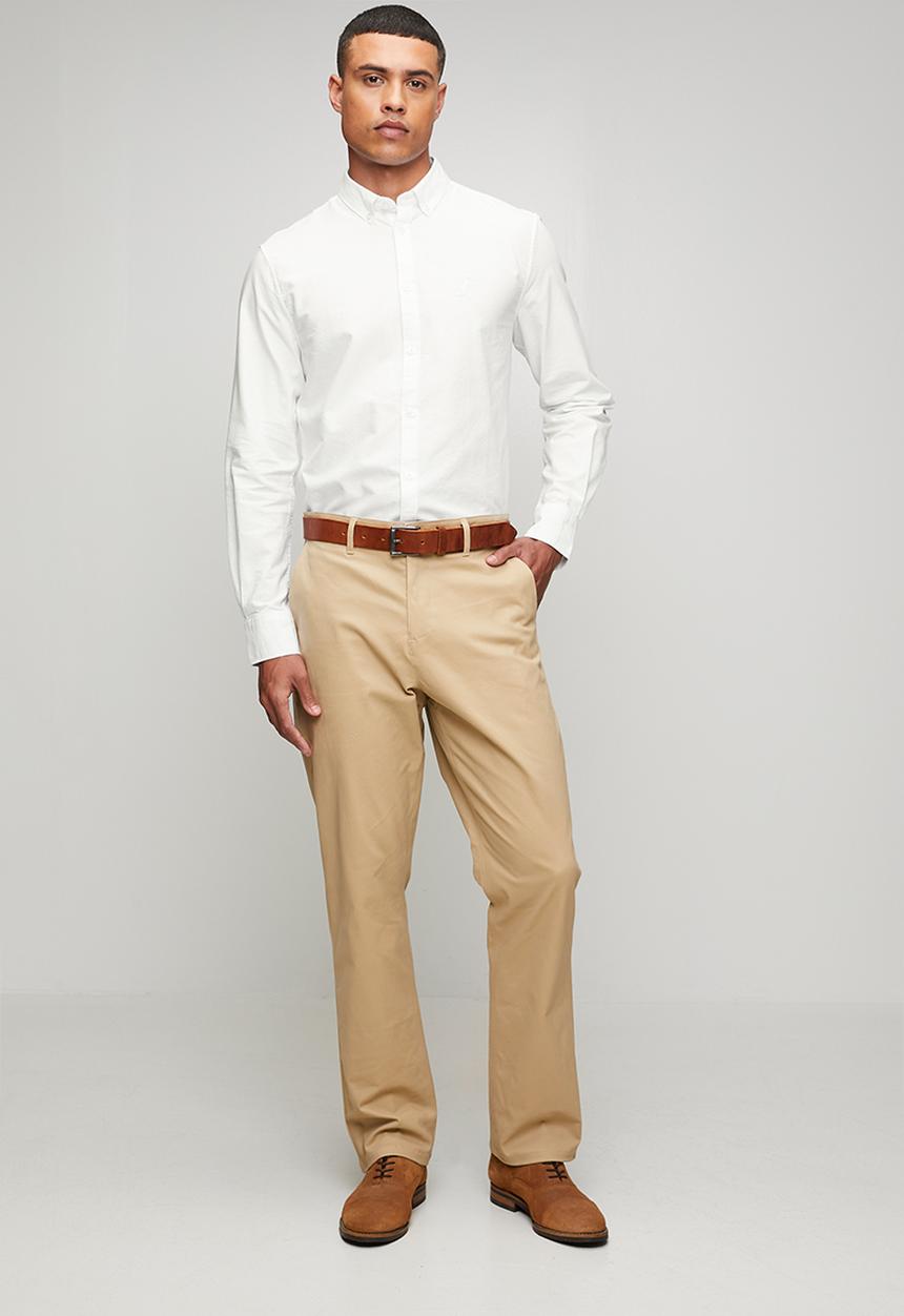 POLO - MENS LS CLASSIC PLAIN OXFORD SHIRT - White