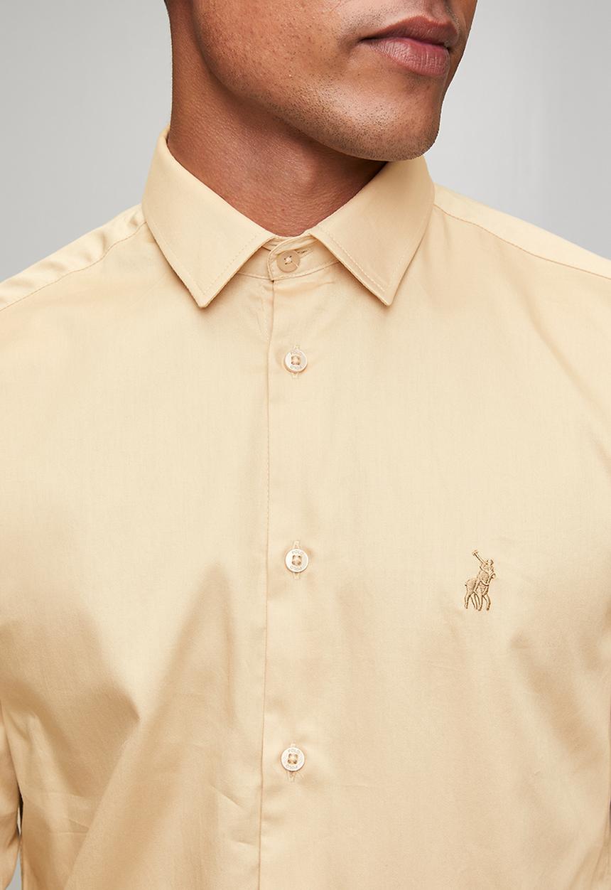 POLO - Mens long sleeve plain shirt - beige