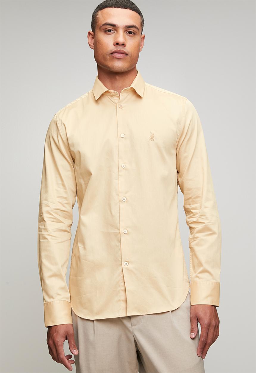 POLO - Mens long sleeve plain shirt - beige