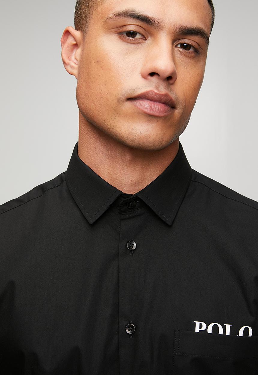 POLO - Mens pjc short sleeve poplin shirt - black