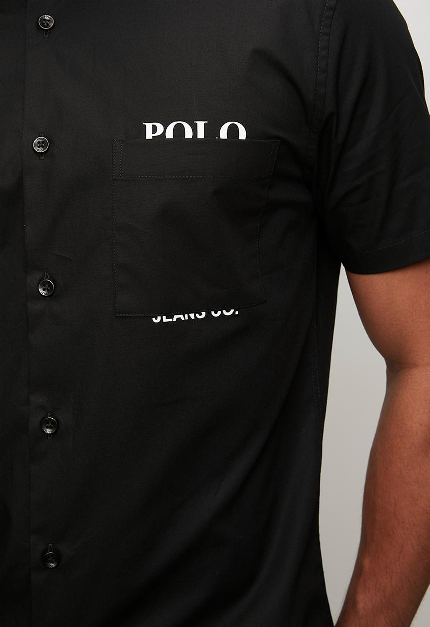 POLO - Mens pjc short sleeve poplin shirt - black