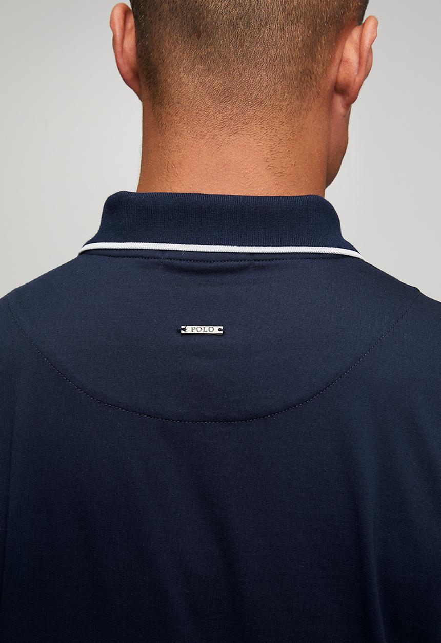 POLO - Mens plain dm tipped button short sleeve golfer - navy