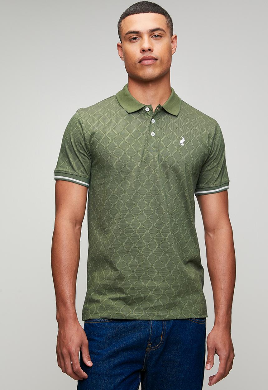POLO - Mens pima printed short sleeve golfer - green