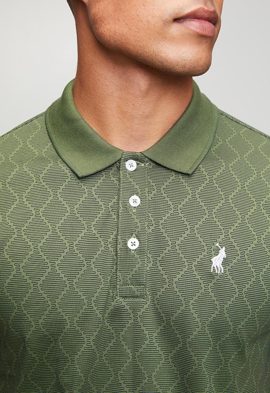 POLO - Mens pima printed short sleeve golfer - green