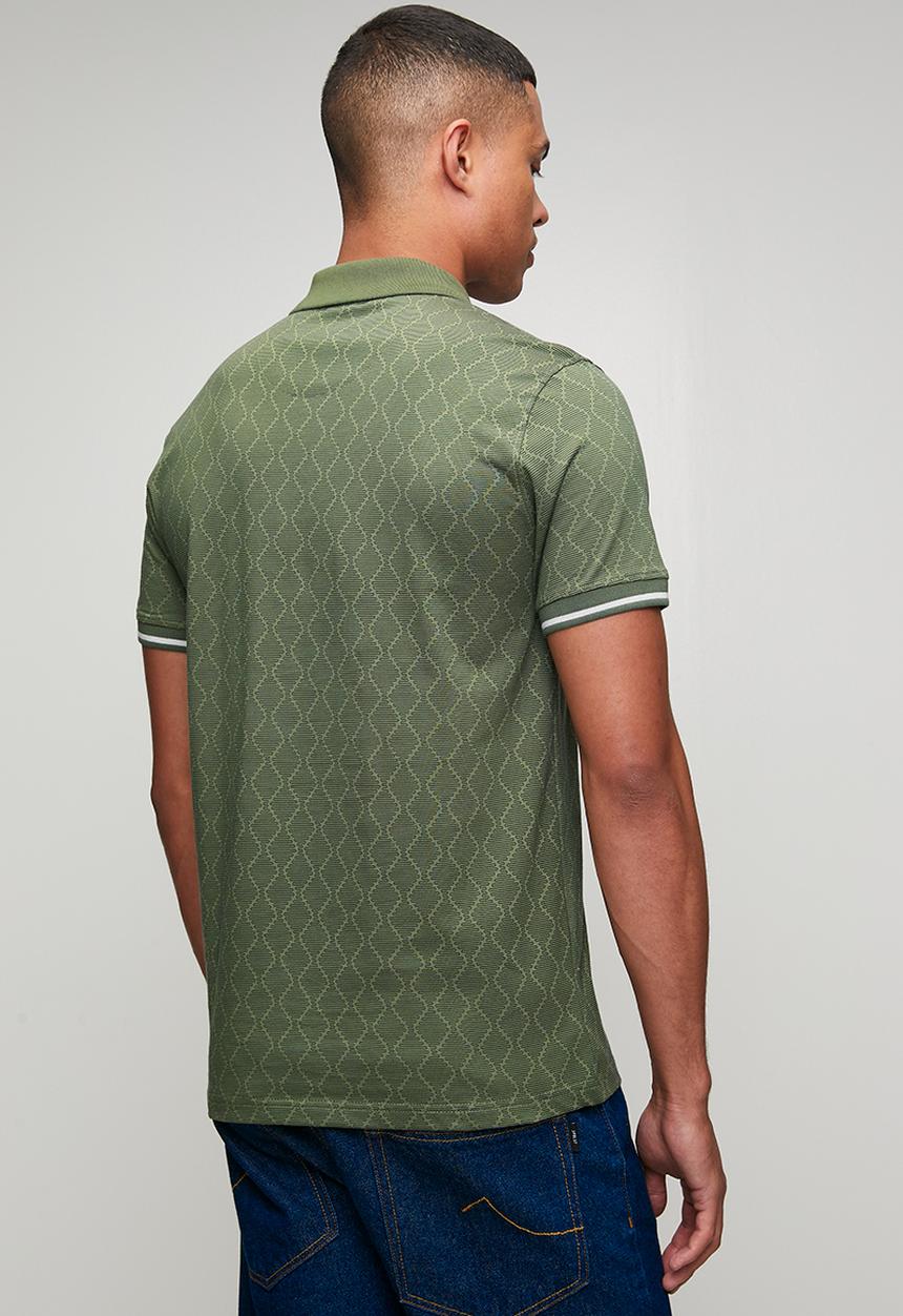 POLO - Mens pima printed short sleeve golfer - green