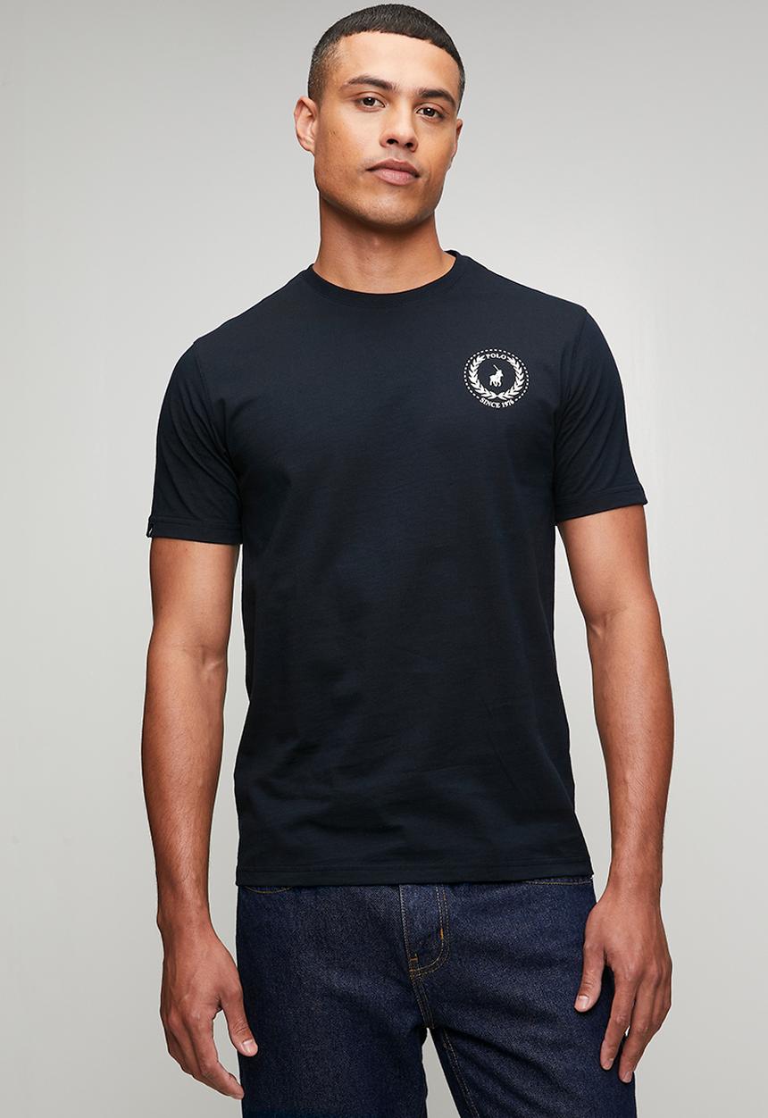 POLO - Mens crew neck logo printed short sleeve tee - black